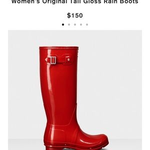 Red glossy hunter rain boots